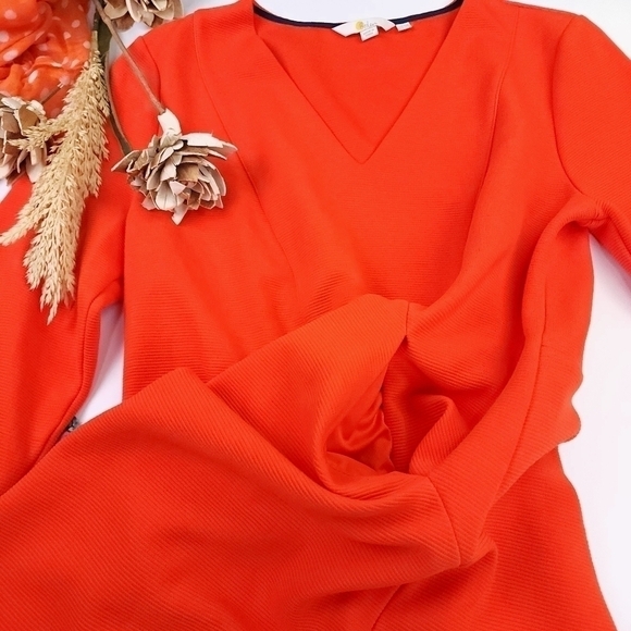 BODEN Orange Cream Thick Knit Pocketed Dress Sz 12R - Picture 6 of 13